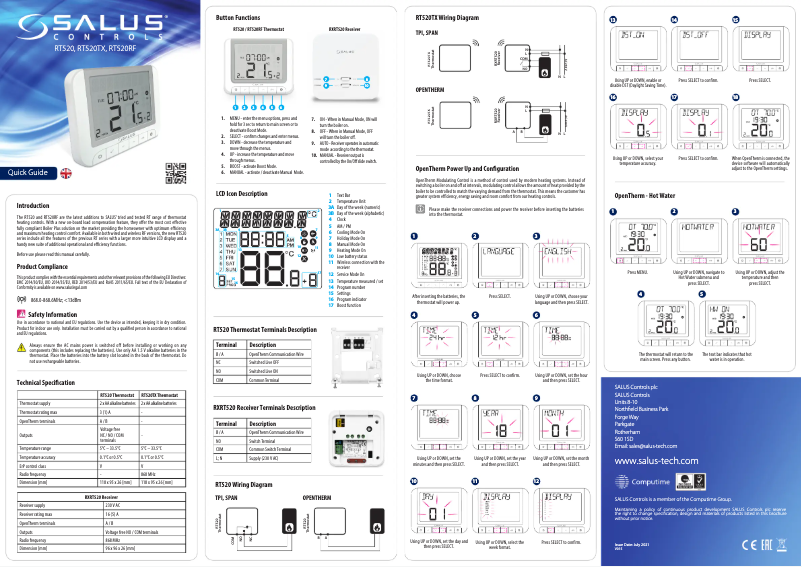 Page 1 de la notice Manuel utilisateur Salus RT 520 RF