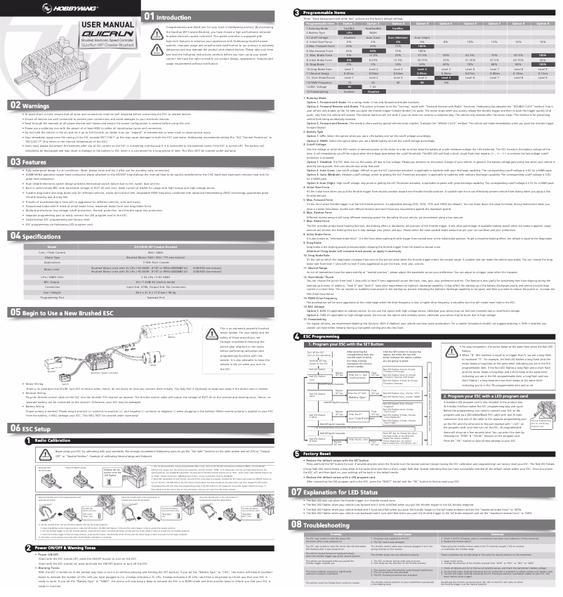 Page 1 de la notice Manuel utilisateur Hobbywing QR WP 1080