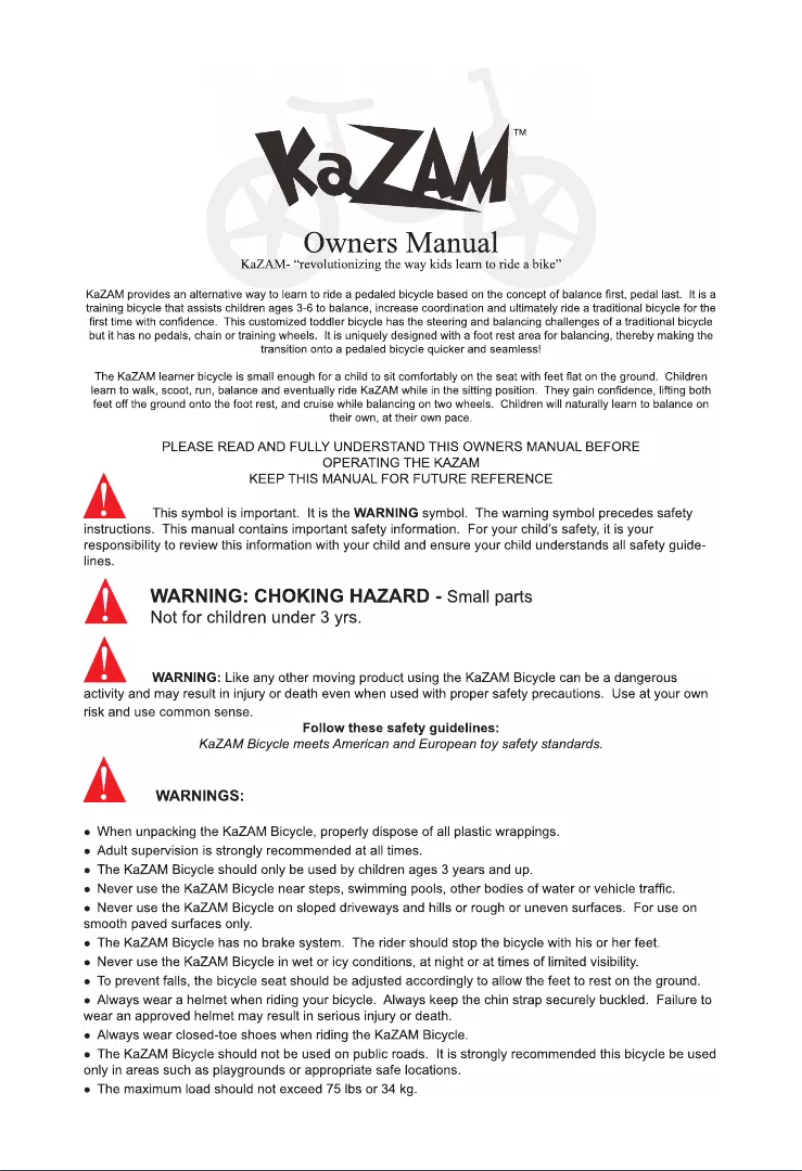 Page 1 de la notice Manuel utilisateur Kazam Classic