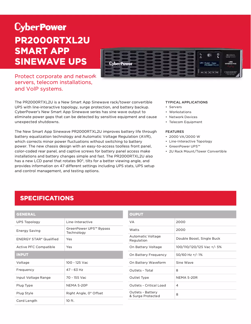 Página 1 del manual Manual de usuario CyberPower PR2000RTXL2U