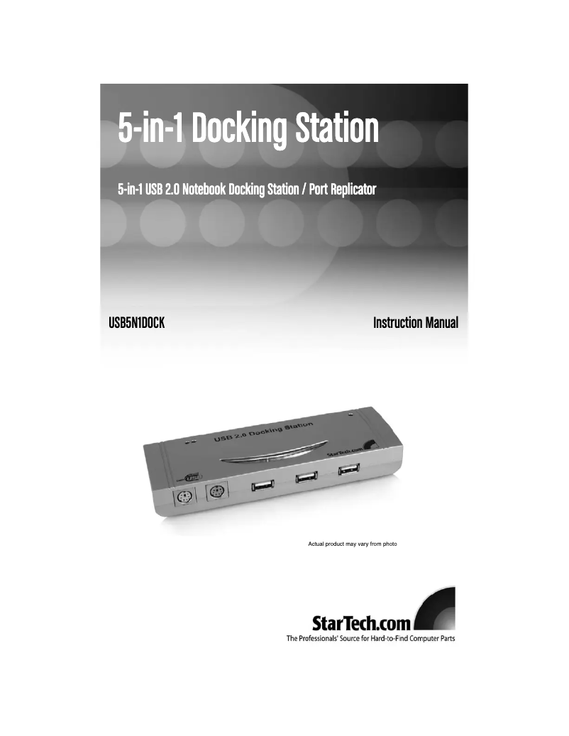 Page n°1 - Manuel utilisateur StarTech.com USB5N1DOCK