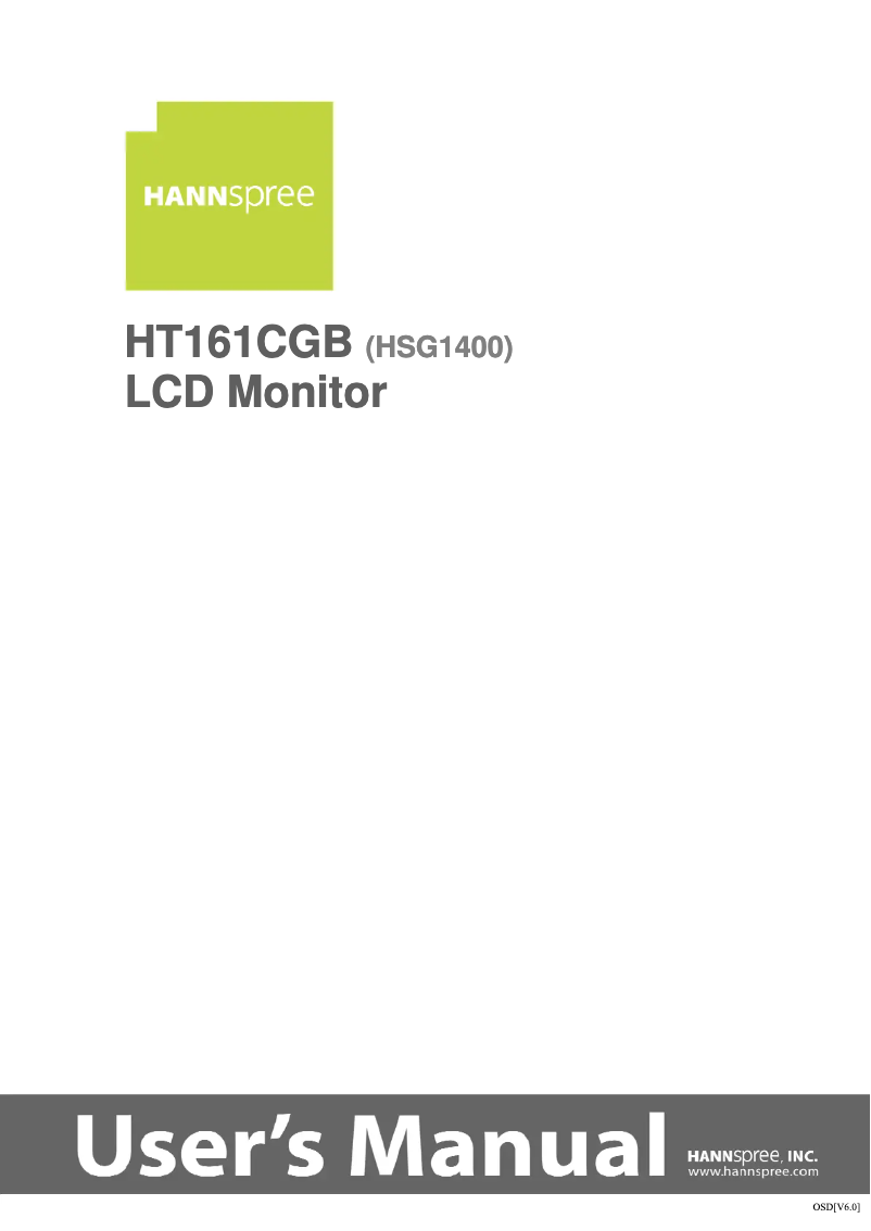 Page 1 de la notice Mode d'emploi Hannspree HT 161 CGB