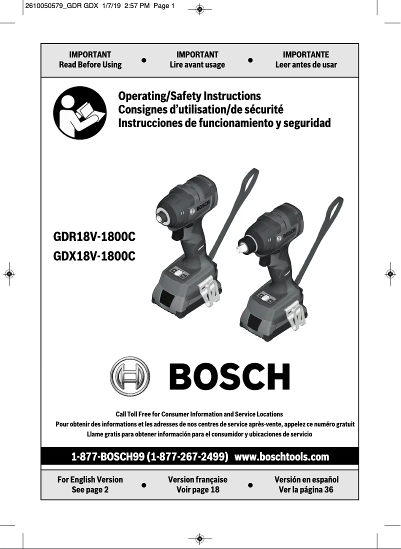 Página 1 del manual Manual de usuario Bosch GDX18V-1800CN