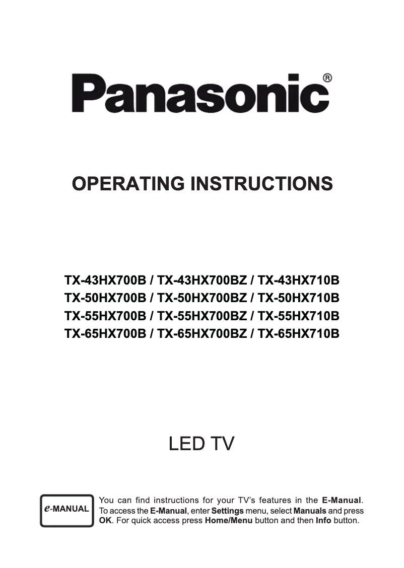 Page 1 de la notice Manuel utilisateur Panasonic TX-55HX700BZ