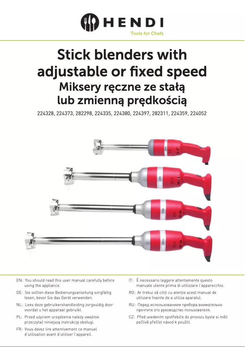 Page 1 of the manual User Manual Hendi 224397