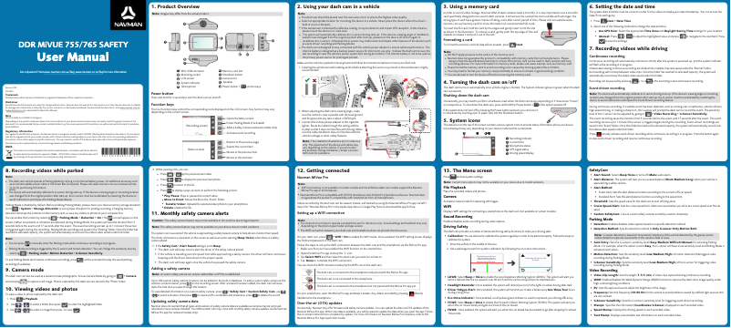Page n°1 - Manuel utilisateur Navman MiVue 765 SAFETY