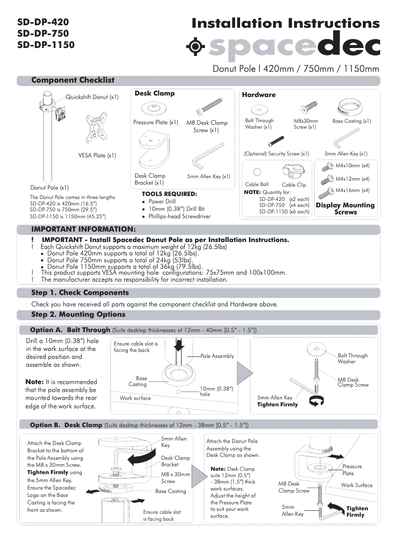 Imagen de la primera página del manual del dispositivo SD-DP-1150