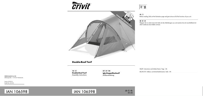 Page 1 de la notice Manuel utilisateur Crivit IAN 106598