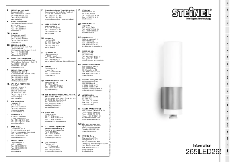 Imagen de la primera página del manual del dispositivo L265LED