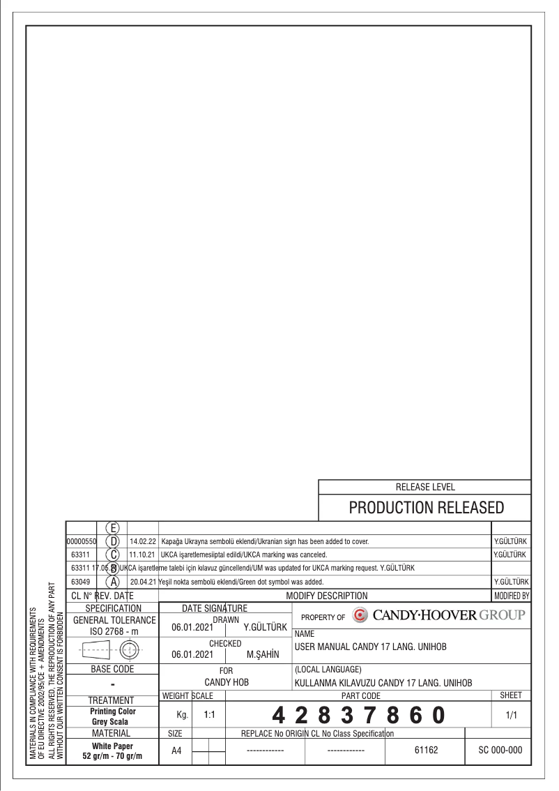 Image de la première page du manuel de l'appareil CHG6BF4WPX