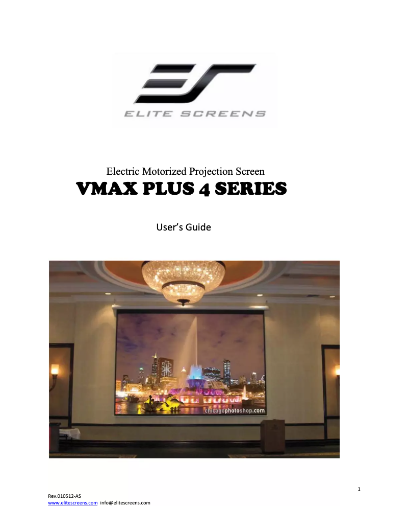 Page 1 de la notice Manuel utilisateur Elite Screens VMAX Plus 4 VMAX350XWV