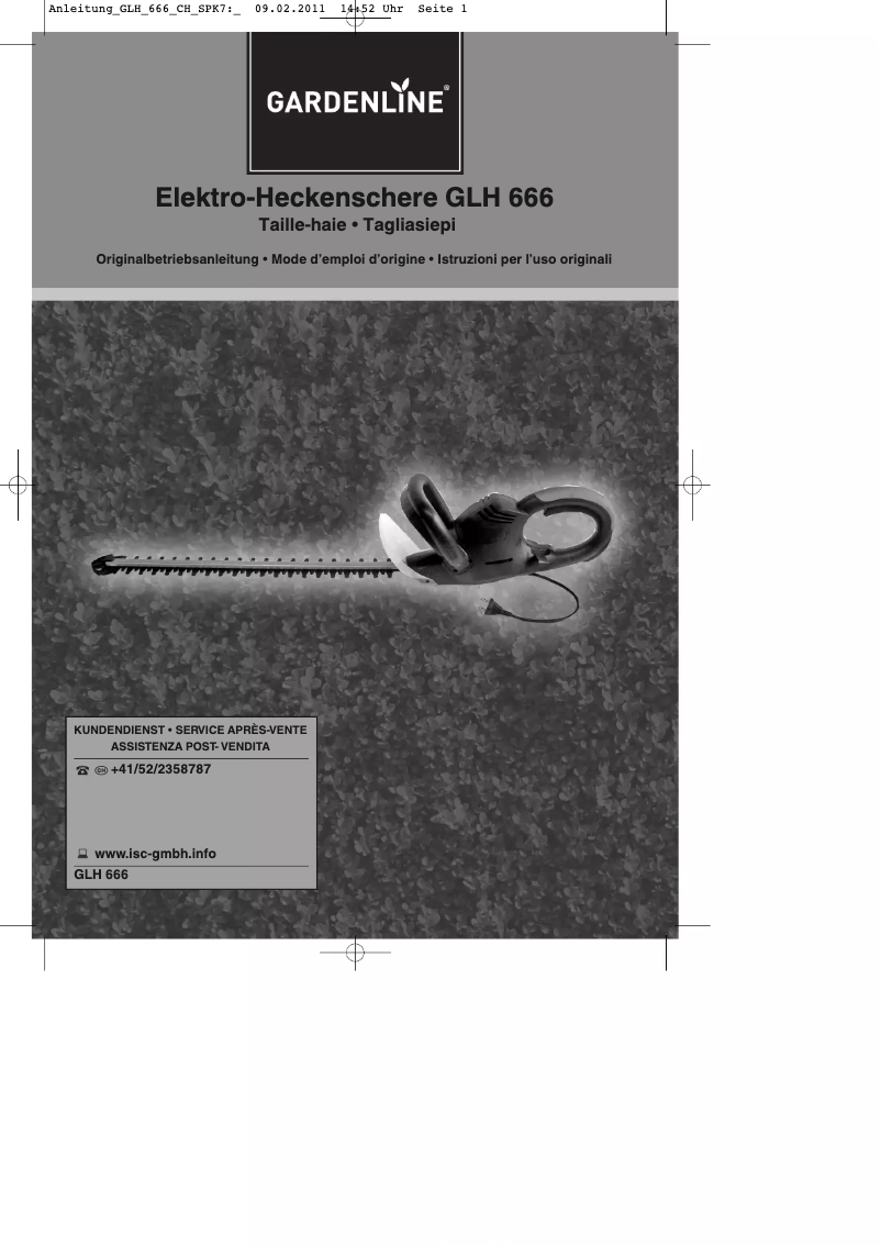 Page n°1 - Manuel utilisateur Gardenline GLH 666