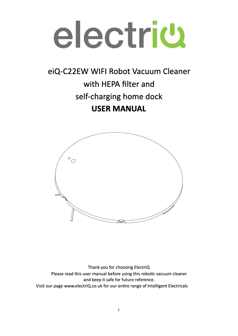 Page n°1 - Manuel utilisateur ElectriQ eiq-C22EW