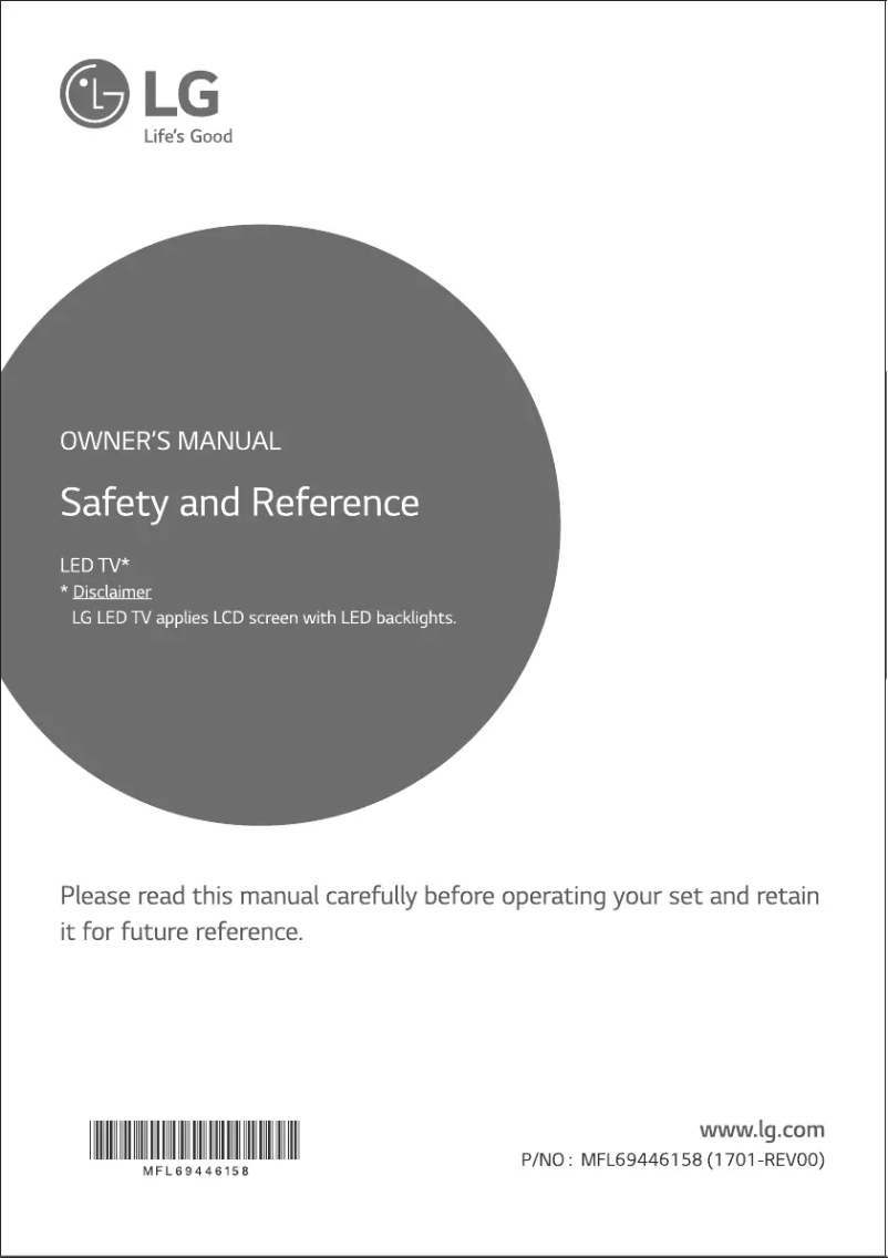 Page 1 de la notice Manuel utilisateur LG 49LJ617T