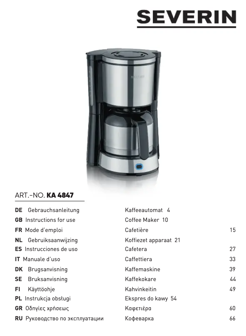 Page n°1 - Manuel utilisateur Severin KA 4847
