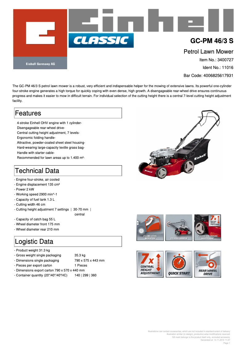 Image de la première page du manuel de l'appareil GC-PM 46/3 S