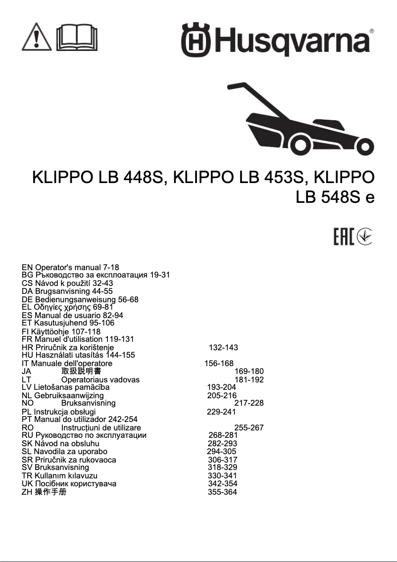Page n°1 - Manuel utilisateur Husqvarna KLIPPO LB 453S e