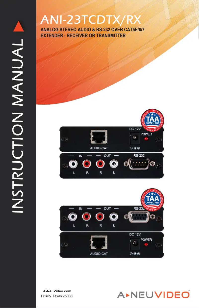 Page n°1 - Manuel utilisateur A-NeuVideo ANI-23TCDRX