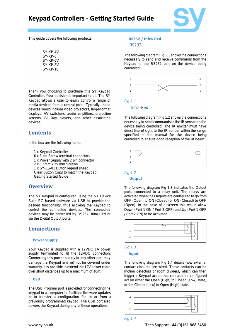 Page n°1 - Manuel utilisateur SY Electronics SY-KP8VE-BW