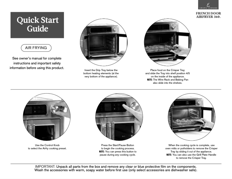 Page n°1 - Guide de démarrage rapide Emeril Lagasse French Door AirFryer 360 FAFO-001
