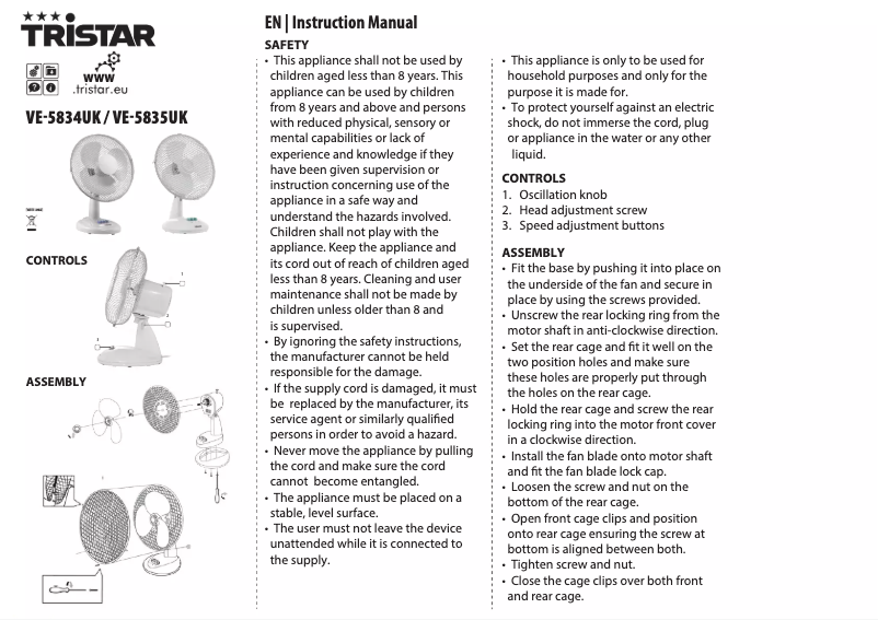 Page n°1 - Manuel utilisateur TriStar VE-5835UKQ