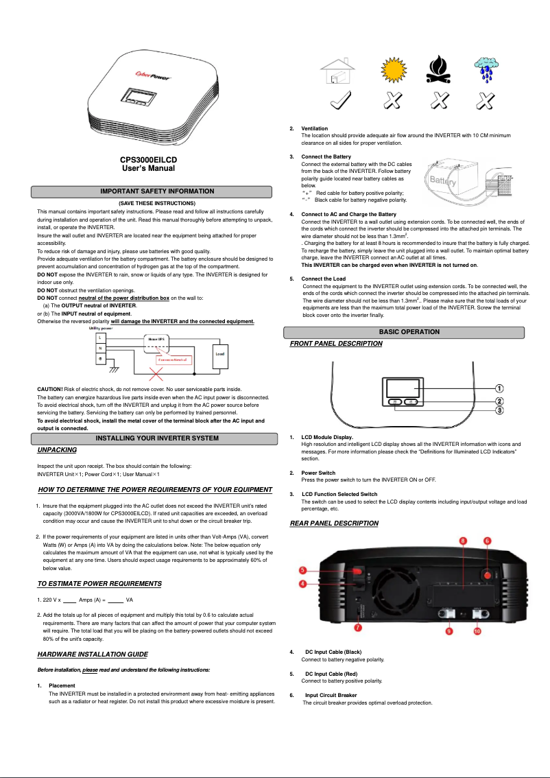 Página 1 del manual Manual de usuario CyberPower CPS3000EILCD