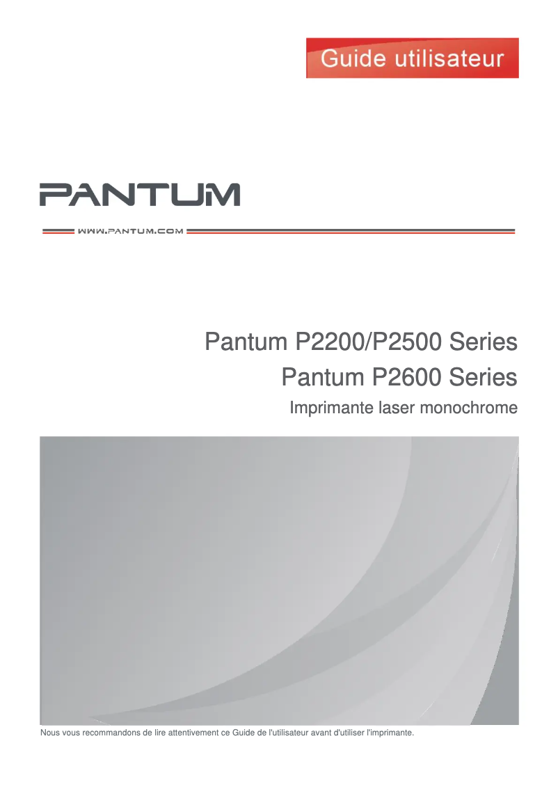 Page 1 de la notice Manuel utilisateur Pantum P2509W