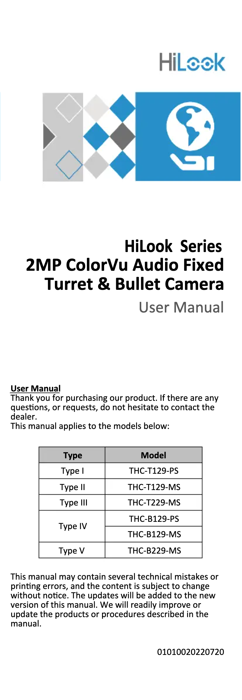 Page 1 de la notice Manuel utilisateur Hikvision THC-T229-MS