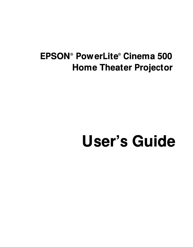 Page 1 de la notice Manuel utilisateur Epson PowerLite Cinema 500