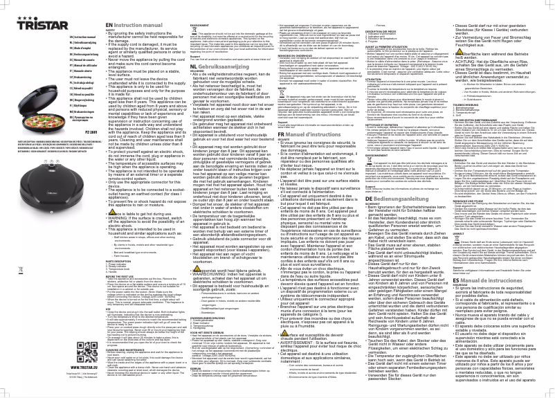 Page 1 de la notice Manuel utilisateur TriStar PZ-2881