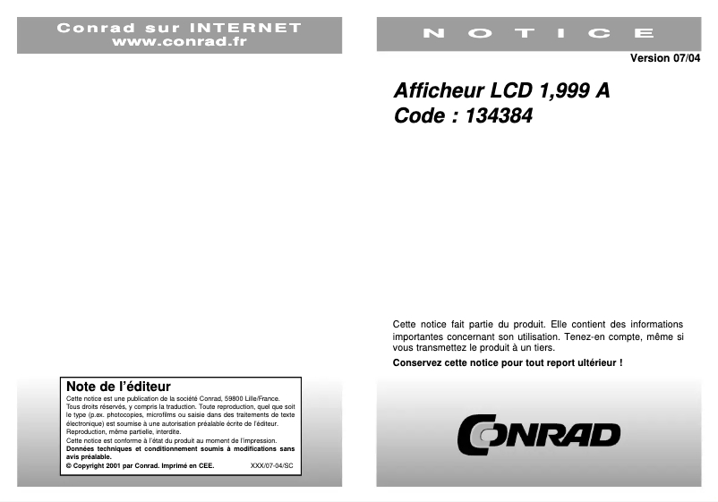 Image de la première page du manuel de l'appareil EX2076