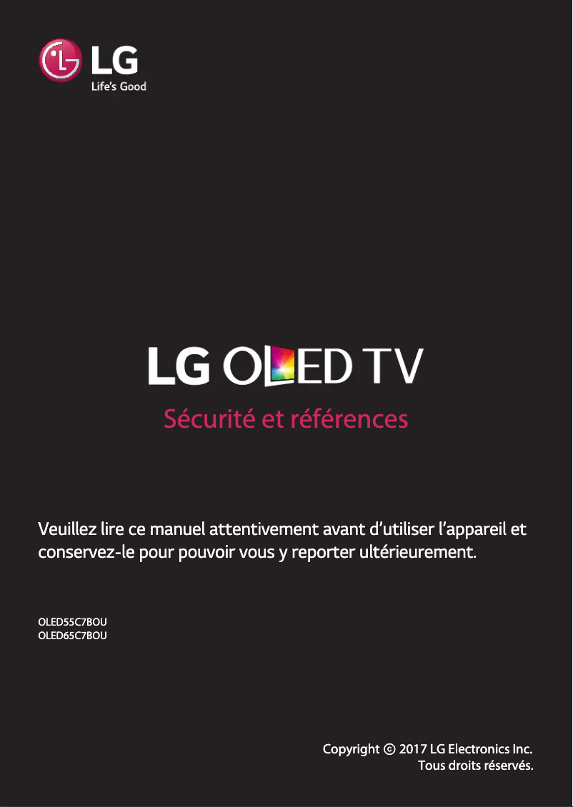 Page 1 de la notice Manuel utilisateur LG OLED55C7BO