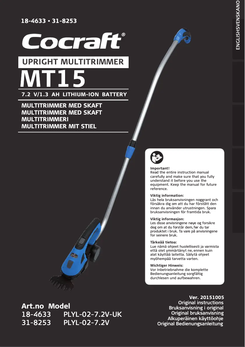 Page 1 de la notice Manuel utilisateur Cocraft MT15