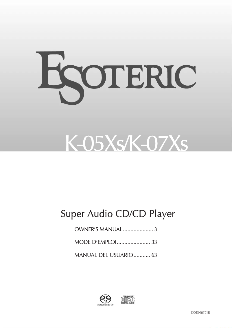 Page n°1 - Manuel utilisateur Esoteric K-05Xs