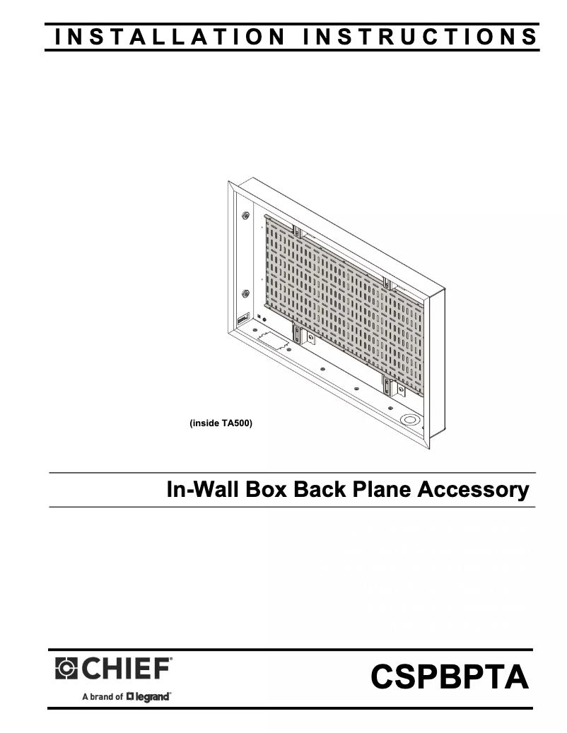 Page 1 de la notice Manuel utilisateur Chief CSPBPTA