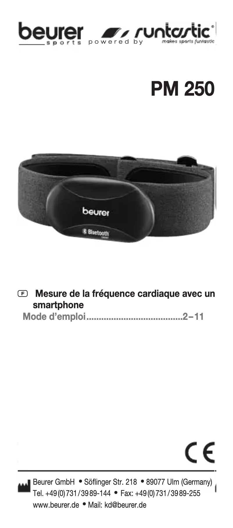 Page n°1 - Manuel utilisateur Beurer PM 250