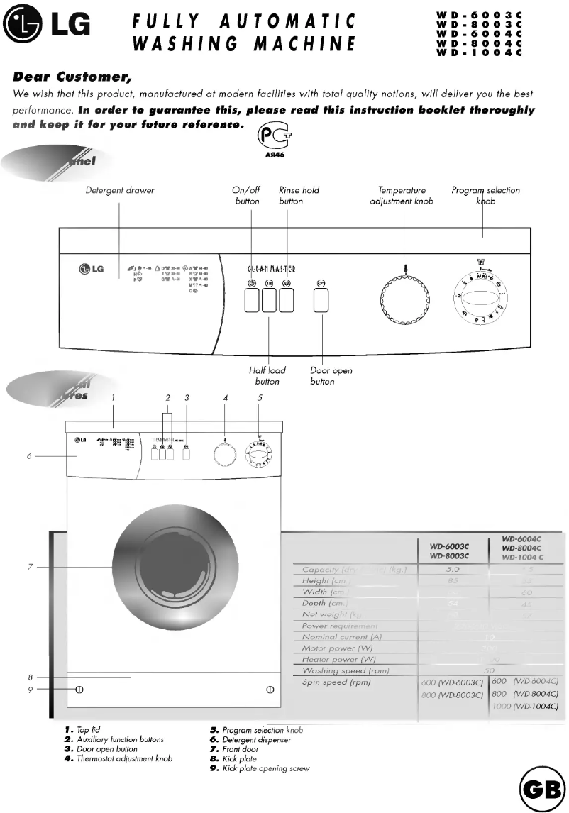 Image de la première page du manuel de l'appareil WD-1004C