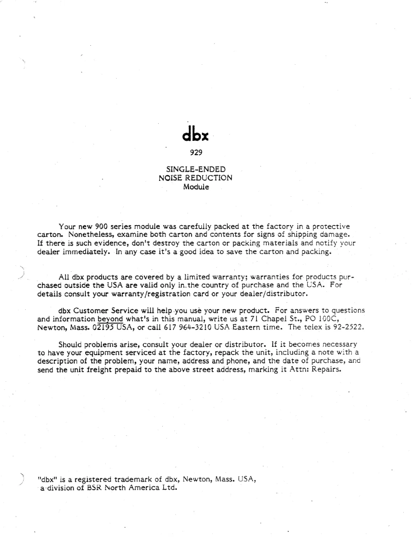 Página 1 del manual Manual de usuario DBX 929