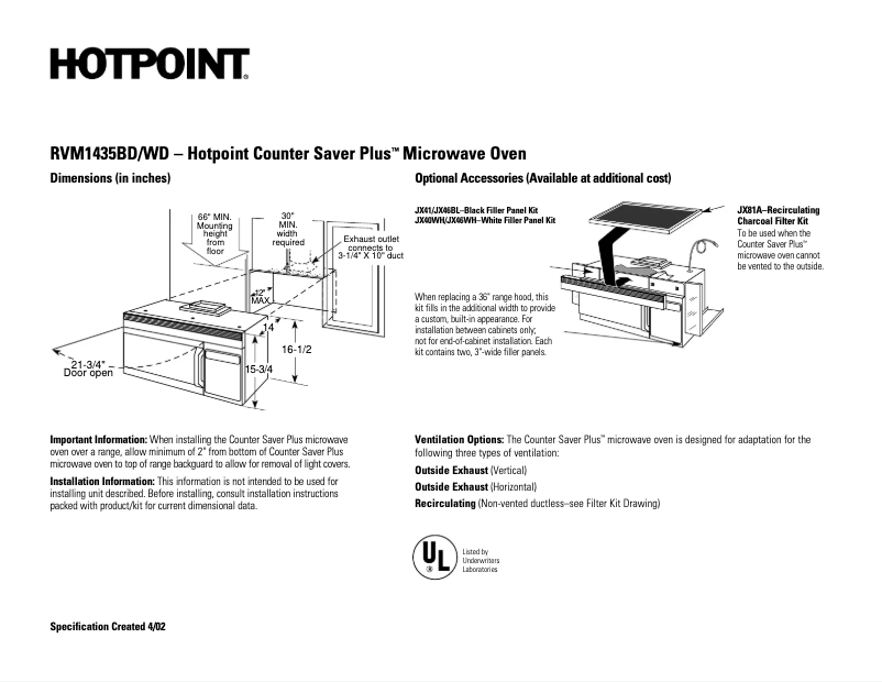 Image de la première page du manuel de l'appareil CounterSaver Plus RVM1435WD