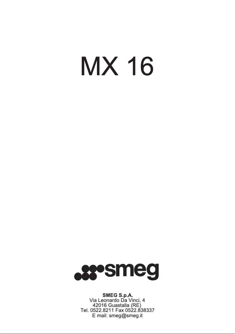 Página 1 del manual Manual de usuario Smeg MX16