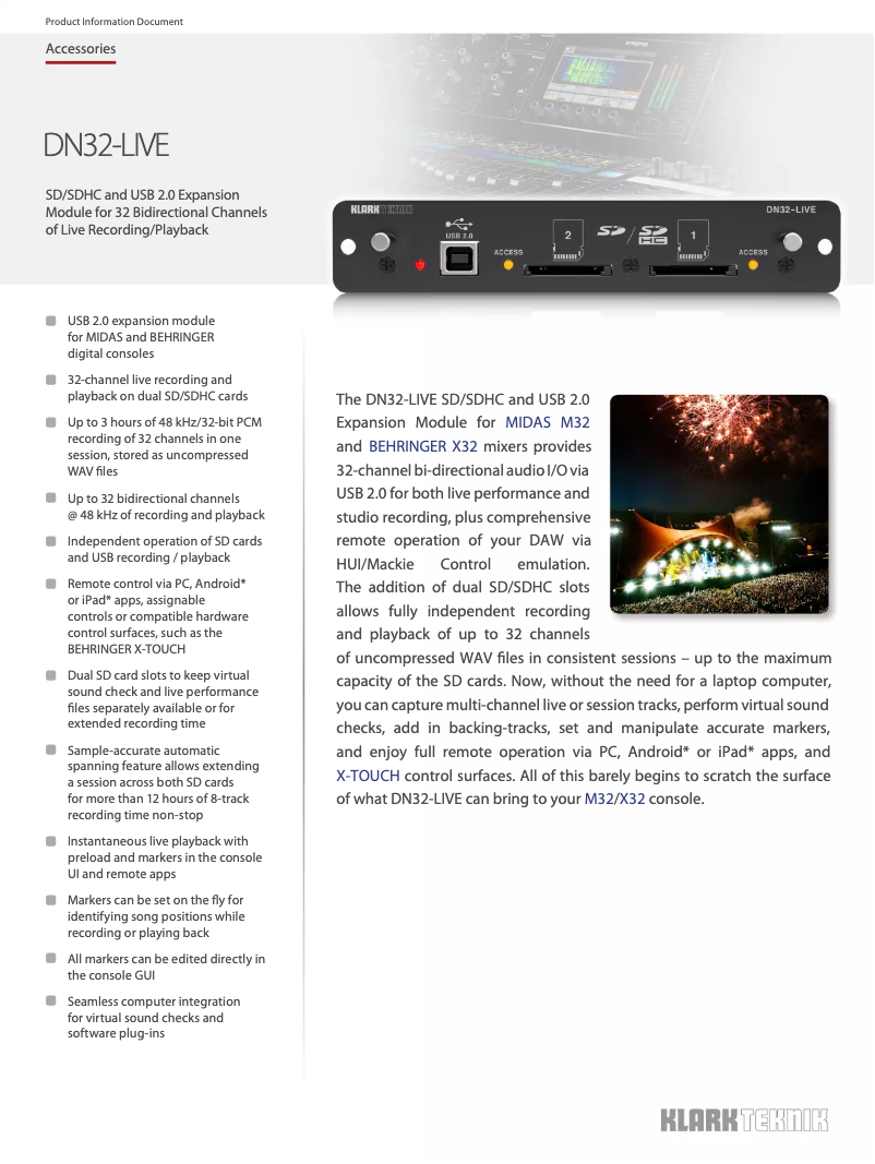 Page n°1 - Fiche technique Klark Teknik DN32-Live