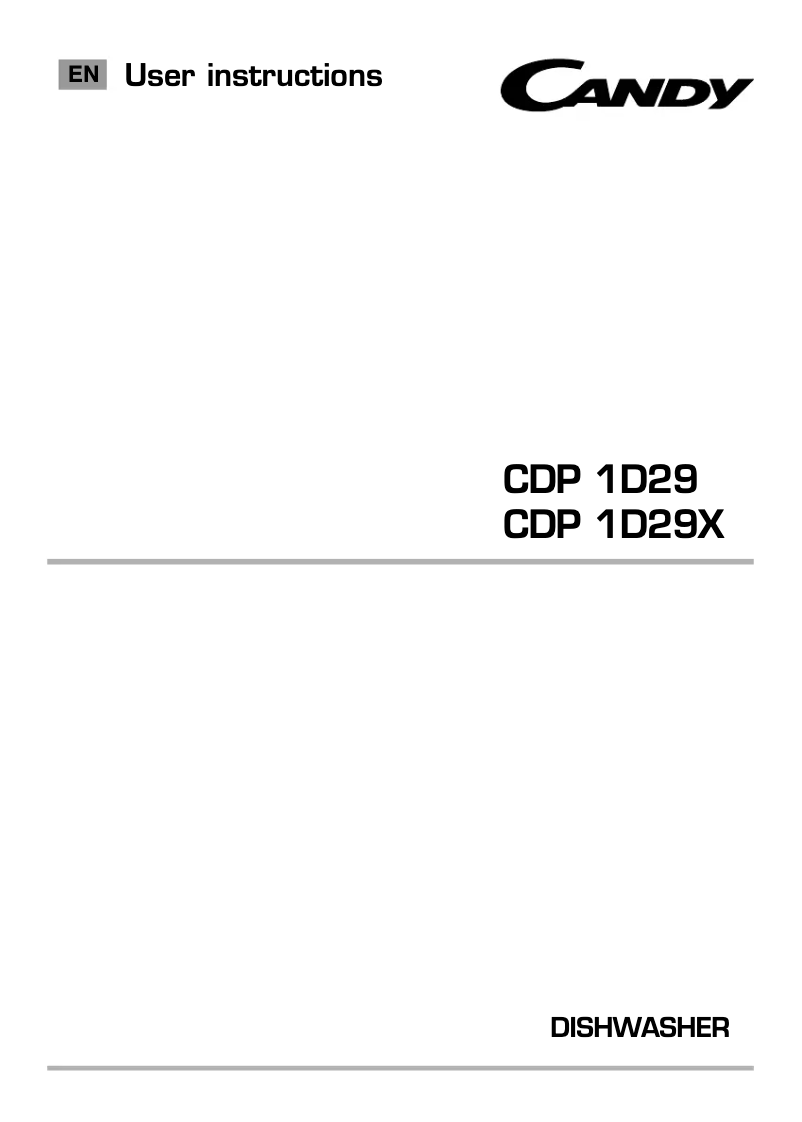 Page 1 de la notice Manuel utilisateur Candy CDP 1D29X-AUS