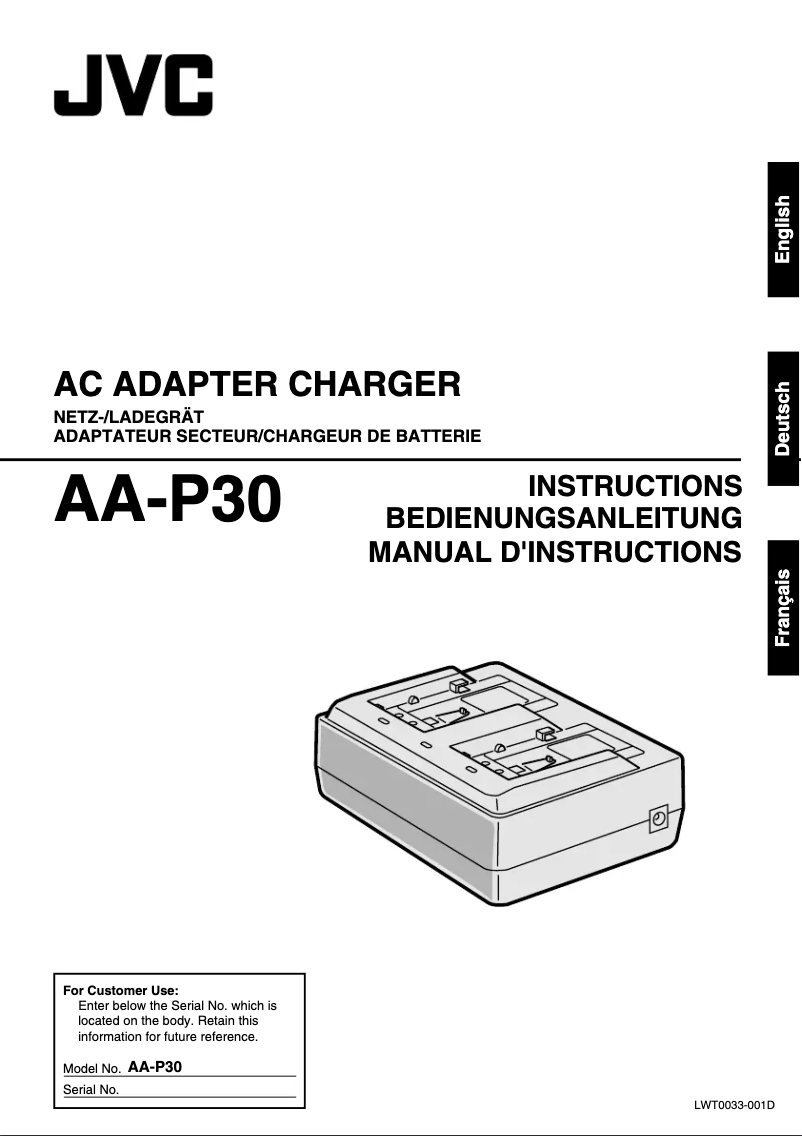 Page n°1 - Manuel utilisateur JVC AA-P30