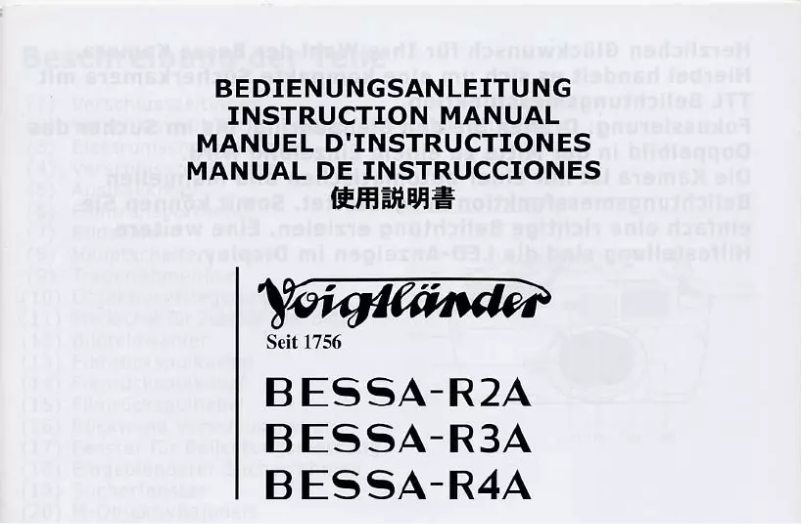 Image de la première page du manuel de l'appareil Bessa R4A