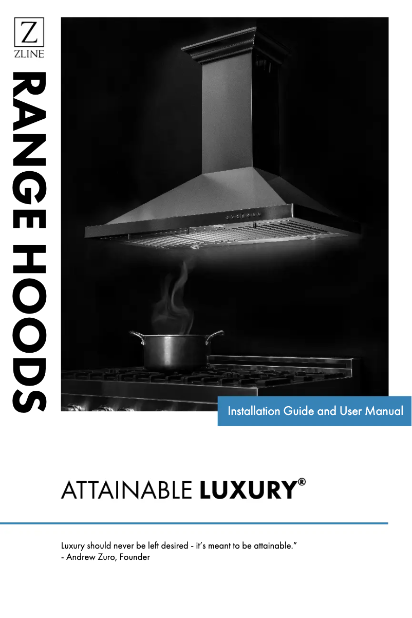 Page 1 de la notice Manuel utilisateur ZLine RA60