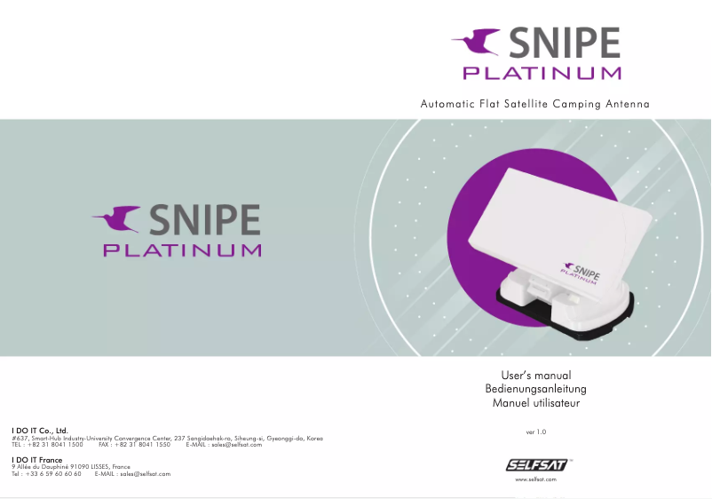 Page n°1 - Manuel utilisateur Selfsat Snipe Platinum
