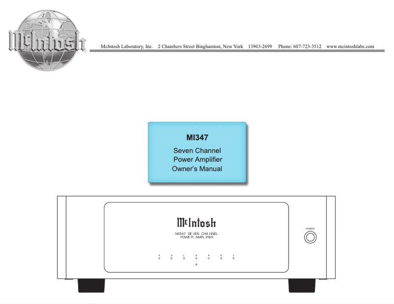Page 1 de la notice Manuel utilisateur McIntosh MI347