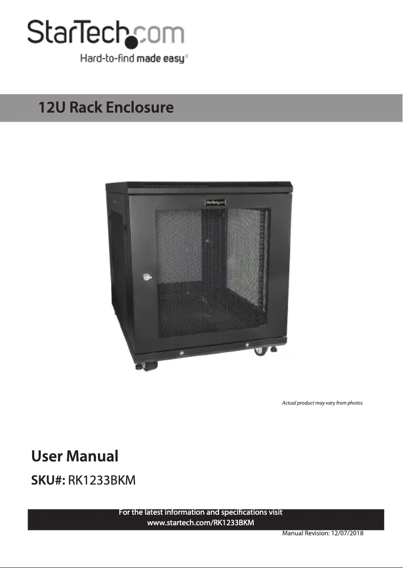 Page n°1 - Manuel utilisateur StarTech.com RKQMCAB12V2