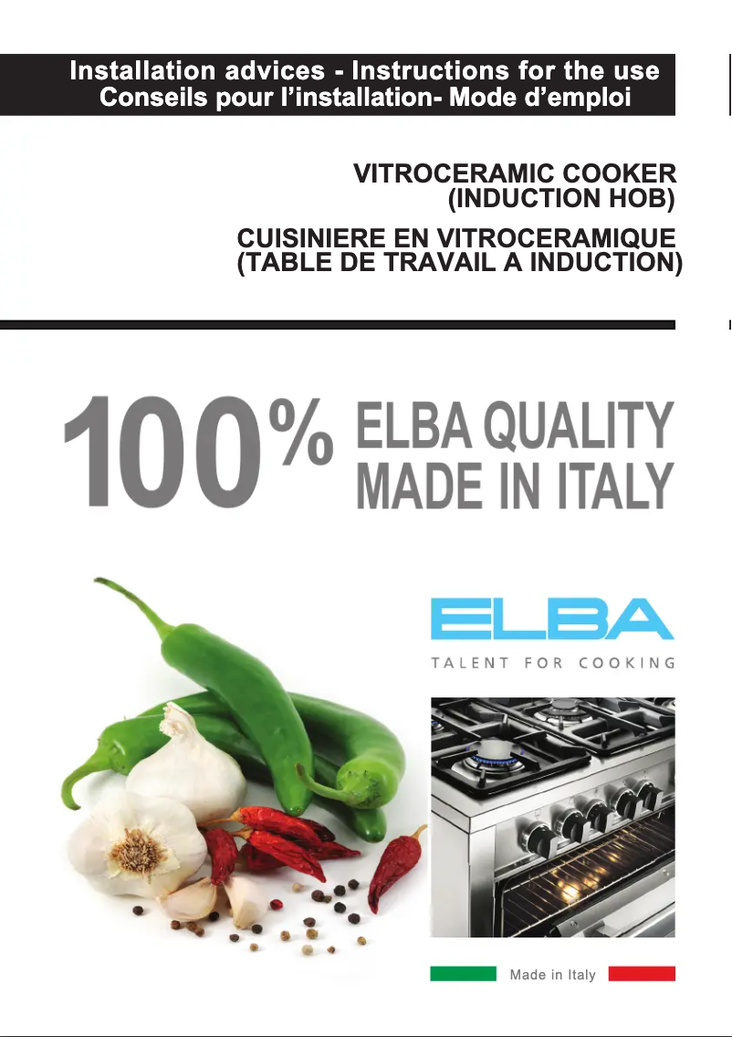 Page n°1 - Manuel utilisateur Elba Excellence ER 965 IM