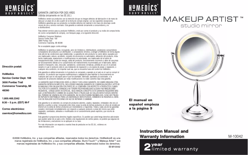 Page 1 de la notice Manuel utilisateur Homedics M-10042